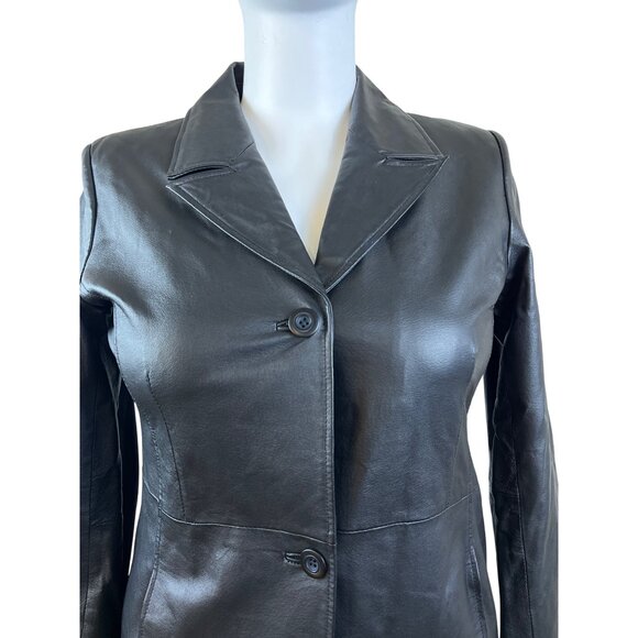 Centigrade Black Women’s Tailored Leather Long Jacket Sz L - Picture 6 of 10